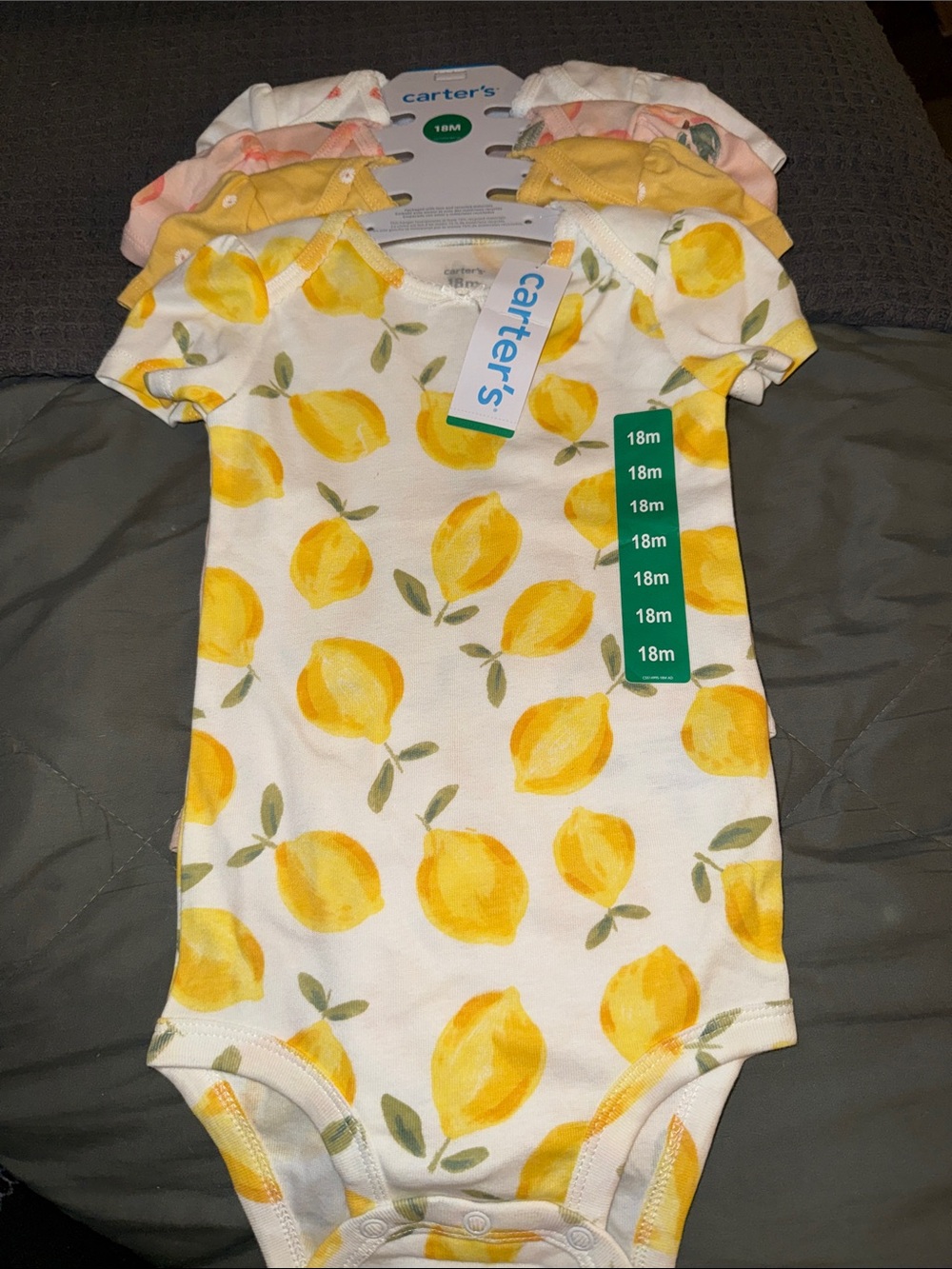 Carter's White Baby Onesie with Yellow Lemon Print